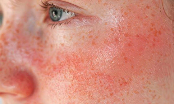 Mujer con dermatitis atópica facial